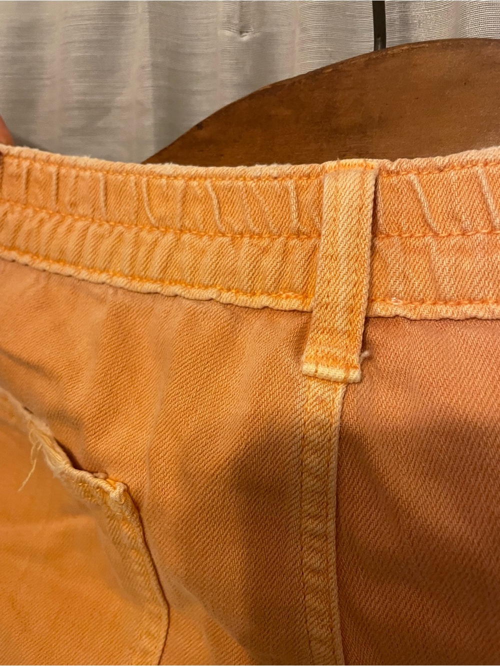aerie Daydream Distressed Orange Denim Shorts - Picture 4 of 5